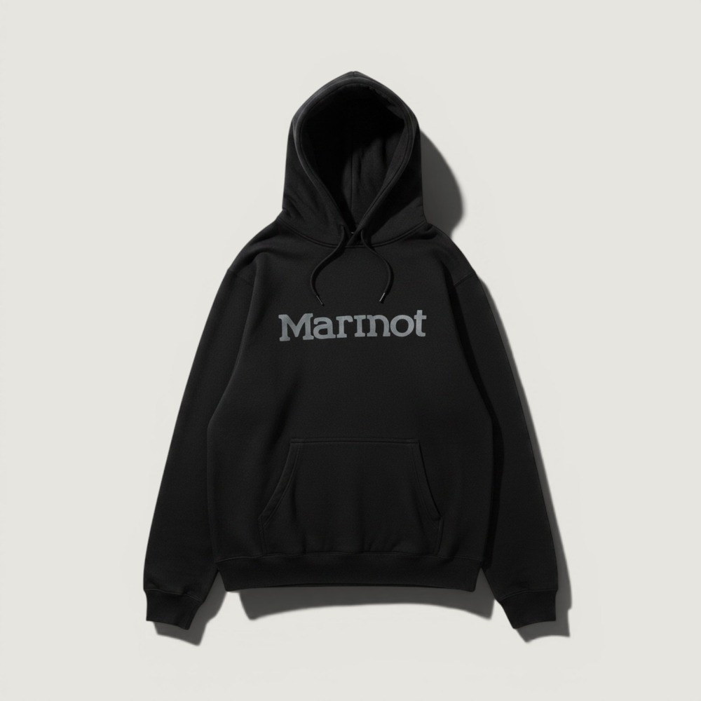 Marmot Hoodie Pullover Logo‎ Graphic Black XL